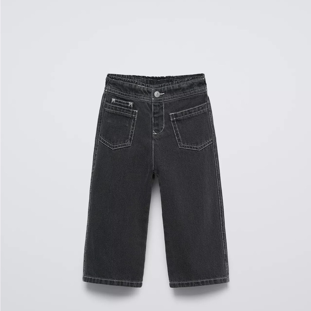 Zara Black Jean Jacket Cropped Boxy Design - Picture 2 of 2